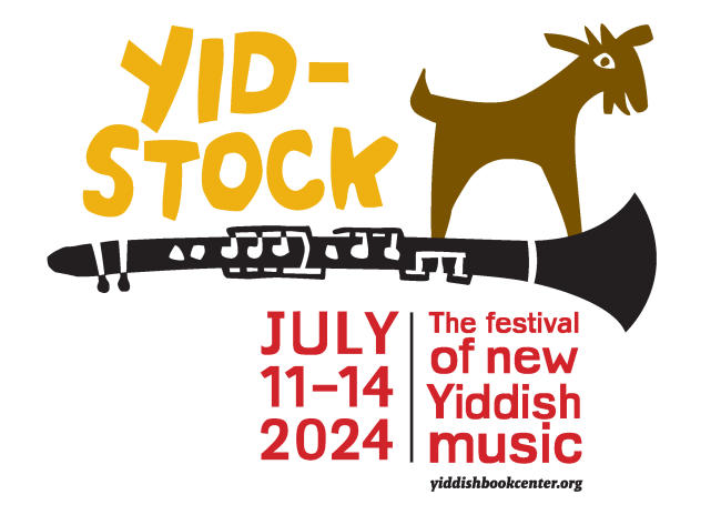 Yidstock 2024 logo with goat and clarinet