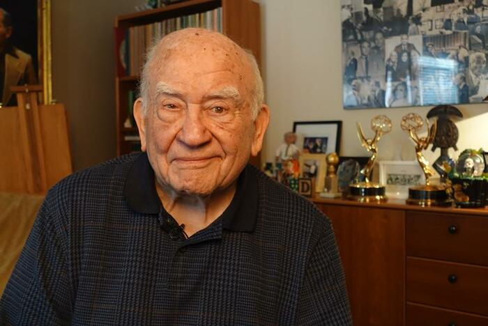 Ed Asner, z"l, during his interview on April 30, 2018, in his home in Tarzana, California