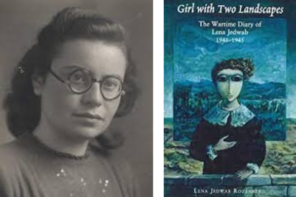 Lena Jedwab and cover of Girl with Two Landscapes.
