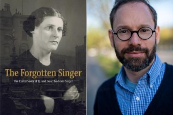 A book cover that depicts a white woman in sepia tones looking off in the distance. Next to headshot of Ezra, white man with circles glasses and beard looking at camera. 